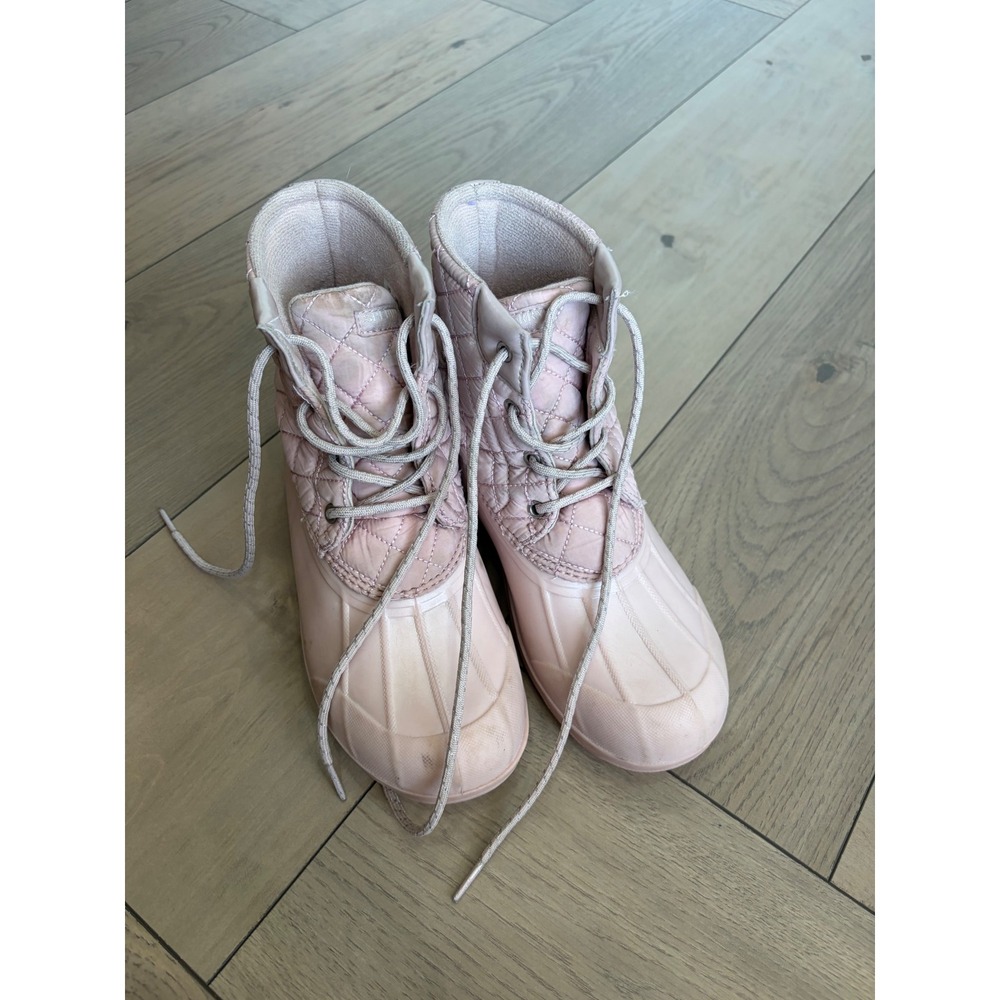 Sperry Saltwater Pink Quilted Duck Boots Womens 5M SCK166950 Rain Snow Boot